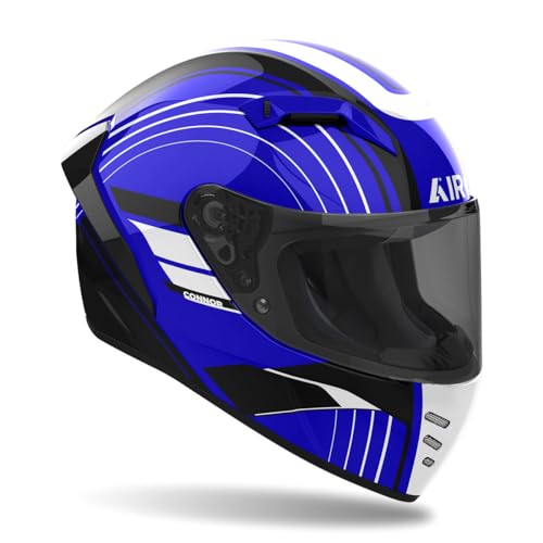 AIROH CONNOR ACHIEVE BLUE GLOSS S avec visière large et ventilation