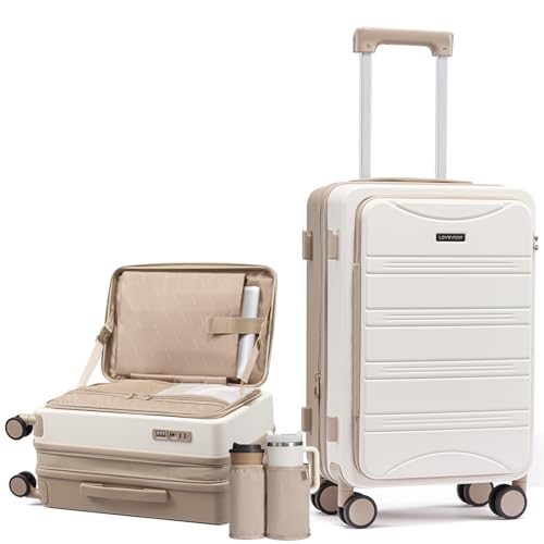 LOVEVOOK Carry On Luggage 20 Inch Airline Approved Expandable Hard Shell Suitcase with Spinner Wheels TSA Lock & Cup Holder Fits Most Overhead Bins