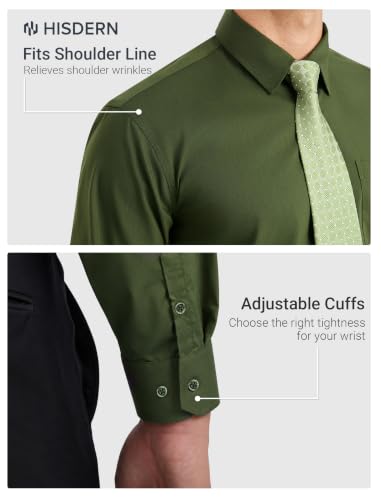 Image of HISDERN Mens Dress Shirt with Tie Pocket Square Set Classic Button Down Shirt Matching Tie Long Sleeve Shirts