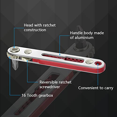 Osdue Ratchet Wrench Set, 1/4" Drive High Torque Offset Reversible Mini Ratchet Offset Driver With 22Pcs 90 Degree Bits, Right Angle Offset, Torx Star Bits For Auto Repair And Home Use - （Flat Head） #TOP2