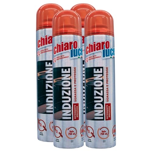 Chiaro Luce Spray Per Piani Cottura a INDUZIONE, Pulito Senza Fatica, Sgrassa Senza Graffiare, Senza Risciacquo 300ml (4 Spray)