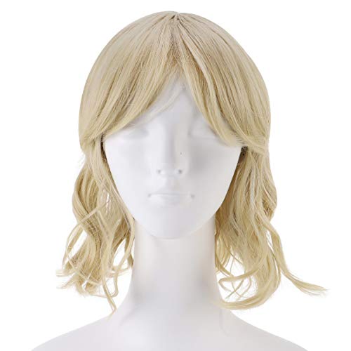 PIXNOR Perucas Onduladas Naturais Curtas Bob Com Franja Amarela Perucas Na Altura Dos Ombros Hallowe