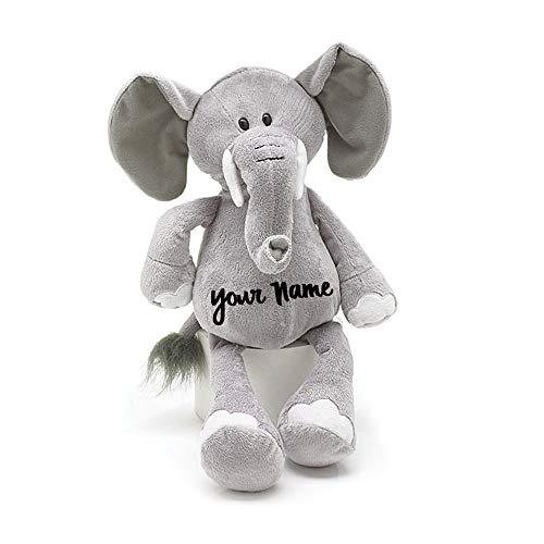 Knextion Personalized Elephant Grey Plush Stuffed Animal Keepsake with Custom Name - 16 Inches, Grey