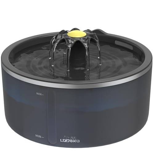 Cat Water Fountain with Dual Filtration System, 2.5L/84oz Pet Water Fountain for Cats Inside, Cat Fountain for Drinking with Ultra Quiet Pump(≤20dB)& LED Blue Light - for Pets Small Animals(2Filters)