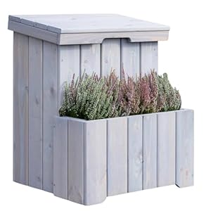 SG SiestaGarden Paketbox mit Pflanzkübel aus Holz 50×56×70cm, Sichere Paketannahme draußen Groß, Abschließbar & Wasserdicht, FSC-Zertifiziert, Paketbriefkasten mit Paketfach für Briefe und Pakete