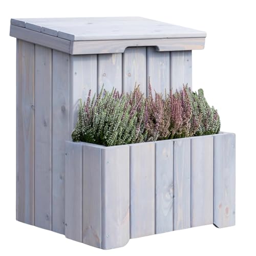 SG SiestaGarden Paketbox mit Pflanzkübel aus Holz 50×56×70cm, Sichere Paketannahme draußen Groß, Abschließbar & Wasserdicht, FSC-Zertifiziert, Paketbriefkasten mit Paketfach für Briefe und Pakete