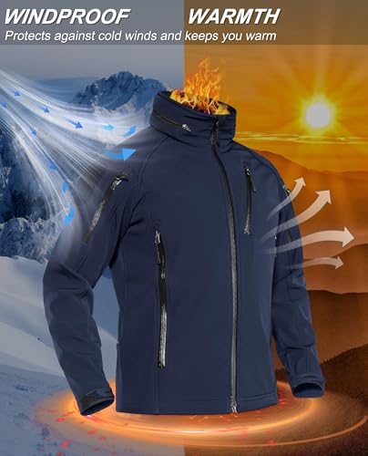 TACVASEN Men's Softshell Jacket, Waterproof, Navy Blue, XL - Image 5