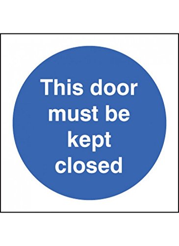 Caledonia Signs 21608B This Door Must Be Kept Closed Sign, Self Adhesive Vinyl, 80 mm x 80 mm