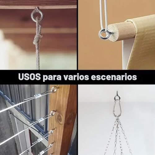 Miniatura 7 de Ydhfdc 10 Piezas M5 Perno De Anillo Pernos De Ojo De Acero Inoxidable Cáncamo De Vástago Largo Adecuado Para Fijar Y Colgar Artículos