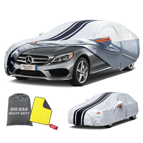 Image of Car Cover Custom Fit for Mercedes Benz C-Class C300 /C250 / C43 Sedan (2004-2025), Waterproof All Weather for Automobiles Full Exterior Cover Rain Sun Snow UV Protector.