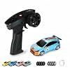 Mini RC Car with HD FPV Camera, 143 Scale RC Drift Car for 25+ Mins Play, 2.4GHz FPV Rc Car with LED Ambient Lights & Gyro, Mini Racing Toys for Adults RTR Standard Version/Cyan-Orange