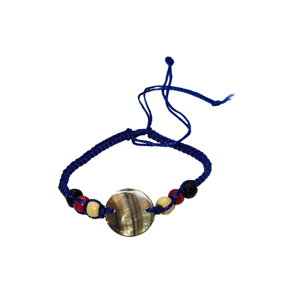 VIE Beach Bracelet, Round Nacre, Dark Blue