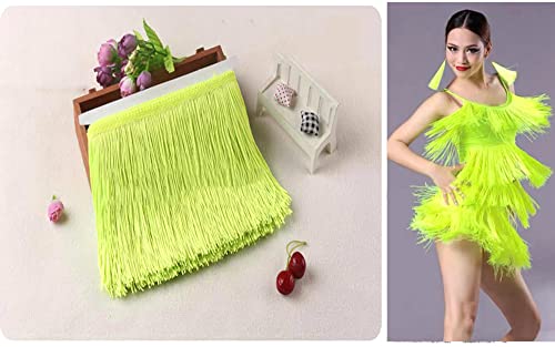 Duories 10 cm x 2 m fringe border,fringe tape,decorative ribbon,dance fringe,cut fringe,silk tassel,fringe ribbons for sewing,DIY crafts,clothing,lingerie,costumes,curtains,decoration,light yellow - Image 2