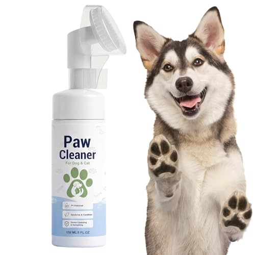 Dog Paw Cleaner, Brush Included, Foaming PH-Balanced Cleanser, 150ml Paw Wash for Cats, Small Medium Large Pet Grooming, Kitten Bathing Supplies, Home