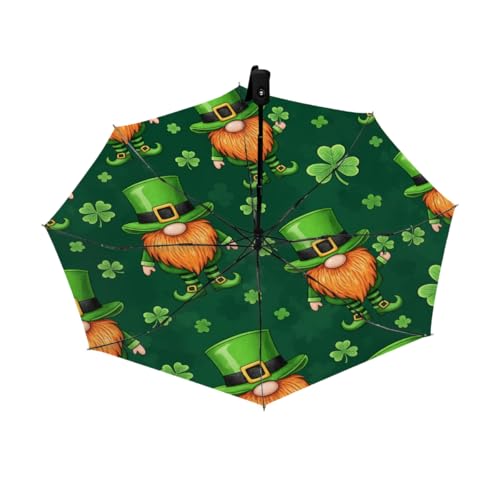 Parapluie de voyage coupe-vent pliable et automatique à motif trèfle