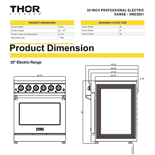 Thor Kitchen 30 in. Professional Electric Range with 5 Heating Elements