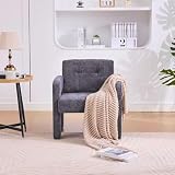 HaoChrymec Sillón Individual Tapizado en Chenilla con Asiento Acolchado, Diseño Minimalista Nórdico, Silla Relax, para Salón Dormitorio y Oficina, Gris, 67.5x69x74.5cm