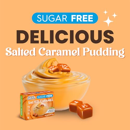 Image of Simply Desserts Salted Caramel Instant Pudding, Sugar-Free, 6-Pack - Healthy Dessert, Keto Snacks, Vegan & Diabetic-Friendly, Kosher, 1.7 Oz Ea