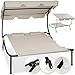 Produktbild KESSER® Doppel-Sonnenliege Doppelliege | mit Sonnendach und Kopfkissen | für Zwei Personen | mit Räder | Relaxliege | Gartenliege | wetterfest | 200 kg Belastung | 225x 175x 155 cm | Beige