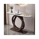Mesa consola estrecha para entrada con base de metal de doble anillo, moderna mesa de pasillo con esquinas redondeadas para sala de estar, vestíbulo