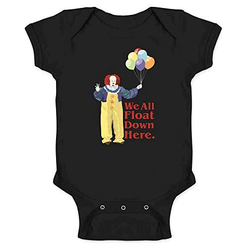 Image of Pop Threads Minimalist Horror Clown Float Down Here Infant Bodysuit for Baby Black 6M