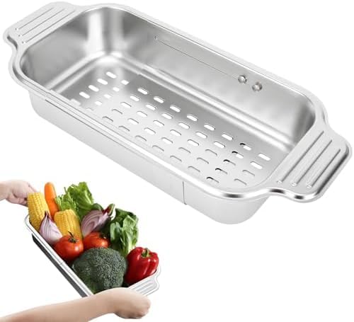 Colino Estraibile Per Lavello - Scolapasta Regolabile 34,5-48cm Per Lavare Verdura, Frutta E Scolare La Pasta | Design Salvaspazio - Foto 5