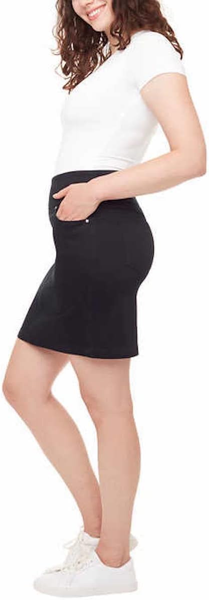 S.C. & Co. Women's Pull-On Denim Skort (US, Alpha, Large, Regular, Regular, Black)