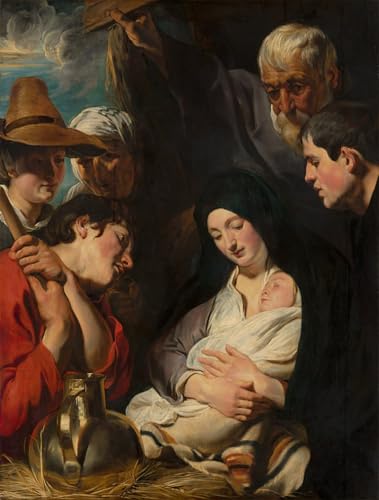Affiche de l'Adoration des bergers par Jacob Jordaens, poster d'art mural 60x90cm