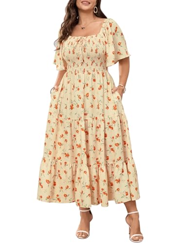 SCOMCHIC Women's Plus Size Flowy Boho Maxi Casual Dress