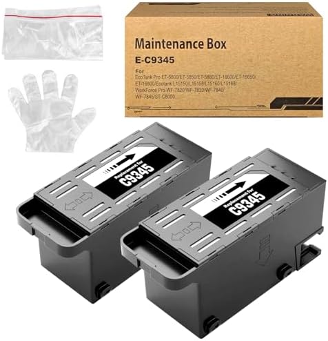 C9345 Lot De 2 Boîtes D'entretien D'encre De Rechange Pour ET-5850 ET-8550 ET-16600 ET-16650 ET-5800 ET-5880 ET-8500 WF-7840 WF-7830 WF-7820 WF-7310 ST-C8000 0 ST-C Imprimantes 8090 (C12C934591/PXMB9