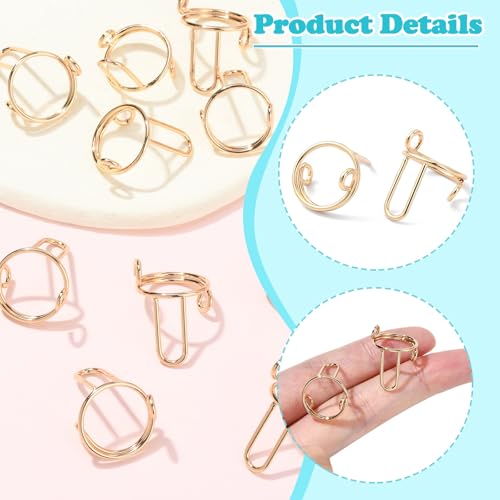 LiQunSweet 10 anéis de unha de latão ajustáveis de cor dourada reutilizáveis anéis de unha removívei