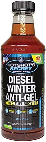 Hot Shot's Secret Diesel Winter Anti-Gel – 7-in-1 Diesel Fuel Additive – Prevents Gelling and Fuel Line Freeze-Ups – Boosts Cetane – Cleans Injectors – Improves Performance – 32 Oz