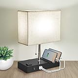 Bedside Lamp for Bedroom,3 Phone Stand Base Modern Table Lamp with Natural Daylight, 2 USB Charging...