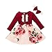 Kleider Baby Mädchen Herbst Winter Langarm Kleid Kleinkind Kinder Baby Mädchen Blume Druck Prinzessin Kleid für Hochzeit Geburtstag Party für 3 Monate - 3 Jahre (6-9 Monate, Rot D)