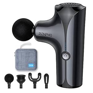 Massagepistole, RENPHO Mini Massagepistole Massage Gun, Tragbare Muskelmassagepistole Massagegerät bis 3200 U/min mit Ladeanschluss Typ C, zur Linderung von Muskelentspannung, Schwarz