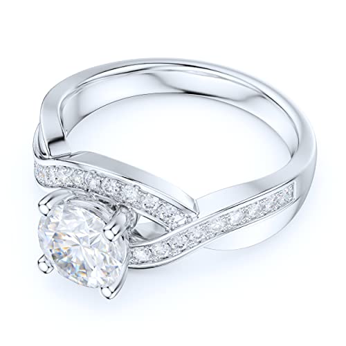 Prstani Sterling Silver Twisted Infinite 1Ct Simulated Round Brilliant Cut Diamond Promise Engagement Ring (9) #TOP2
