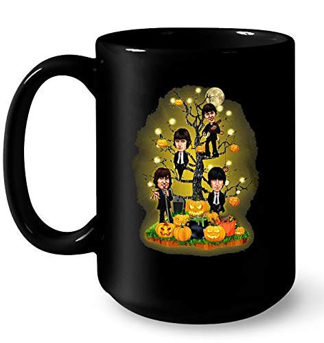 NA Citrouille The Beatles Halloween Tree Halloween Tasses à café Noires 11 oz - Les Beatles, Paul McCartney, John Lennon, RIngo Starr, George Harrison NA Citrouille The Beatles Halloween Tree Halloween Tasses à café Noires 11 oz