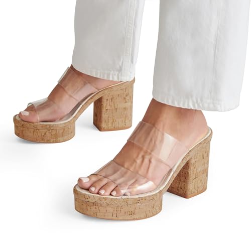 Clear Platform Sandals for Women Slip on Summer Wedge Block Chunky High Heeled Slides Transparent Open Toe Beach Shoes2