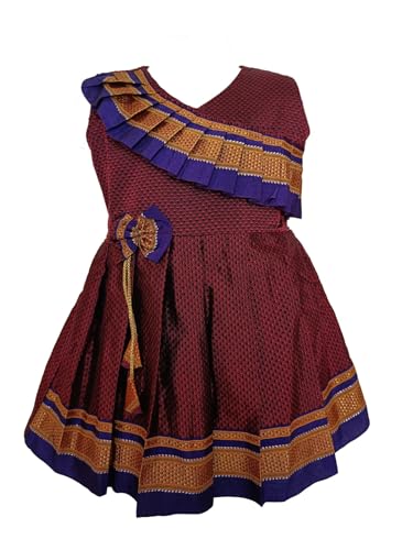 Image of Girl's Indian Traditional Ethnic Wear Reshim Cotton Khan Side Freel Frock