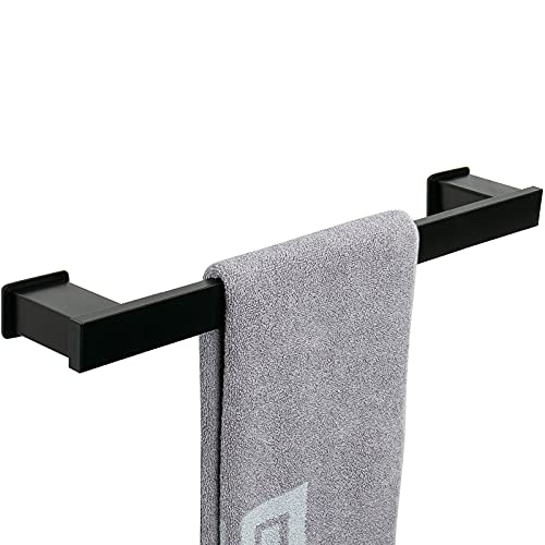 Nearmoon Bath Towel Bar, Bathroom Accessories-Premium Thicken Space Aluminum Square Shower Towel Rack For Bathroom/Kitchen, Towel Holder Wall Mounted (16 Inch, Matte Black) #TOP9