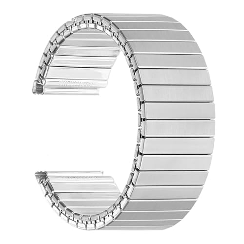 SiChouwz 18mm 20mm 22mm �X�e�����X�X�`�[�� �L�k�� �X�g���b�`�X�g���b�v Galaxy Smart Watch�o���h ���^�����X�g�o���h�Ή�(Silver,22MM_L)