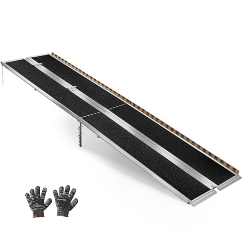 VEVOR 10FT Portable Wheelchair Ramp Smooth Door Access No Blocking Design 800 LBS Heavy Duty Non-Slip Threshold Ramp for Home Steps Stairs Doorways Scooter Curbs