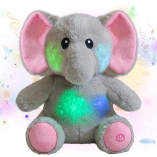 Cuteoy Glowing LED Light-up Elephant Nightlight Toys Musical Plush Stuffed Animal Singing Lullabies Birthday Christmas Plushies Gifts for Kids Boys Girls,10.5" by Cuteoy - Used condition - US$20.28