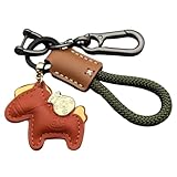 [BOBOGOJP] 馬と蹄鉄 馬 キーホルダー 革 開運 うま バッグチャーム 2026年 干支 午年 キーリング 車のキーホルダー おしゃれ 吊り下げ キャリーケース 縁起物 ギフト 財布 キーチェーン 年賀状 アクセサリー プレゼント