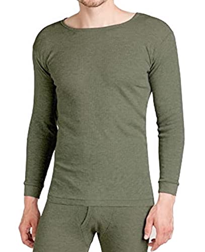 BestSale247 Camiseta interior térmica para hombre, forro polar cálido, ropa interior de invierno, manga larga, algodón, verde oliva, M Cover