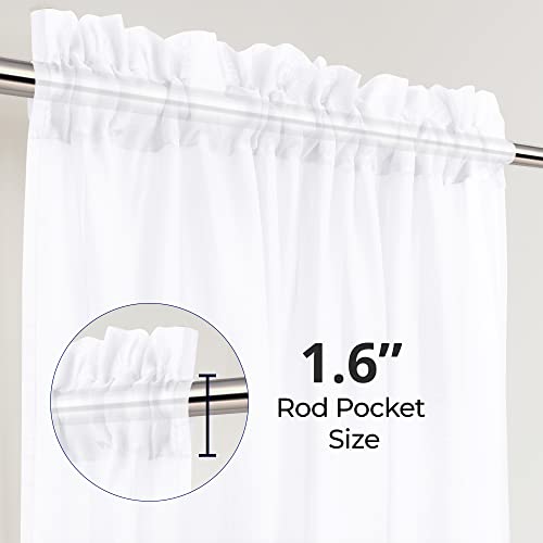 Utopia Bedding Sheer Curtains White 2 Panels Set Rod Pocket Drapes [54W X 84L Inches] Luxurious Window Treatment Voile For Bedroom And Living Room #TOP1