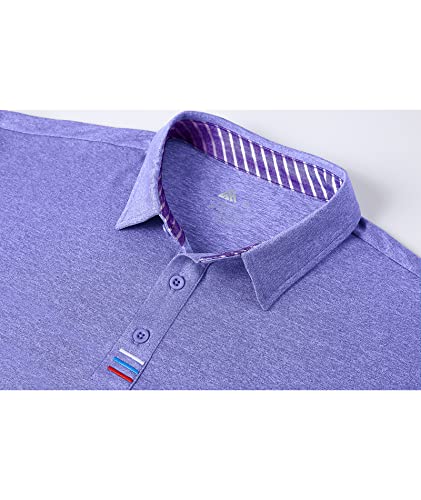 Zity Golf Polo Shirts For Men Short Sleeve Casual Collared T-Shirt Athletic Tennis Shirt 017-5-Purple-L #TOP3