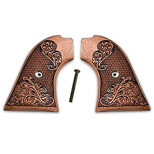 Premium Gun Grips Compatible Replacement Heritage Arms Rough Rider Carved Scroll Rosewood Grips Gold Rush Model .22 & .22 Mag #TOP2