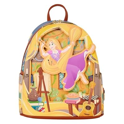 Loungefly Disney: Tangled - Repunzel Painting - Mini Backpack with Enamel Pin - Glow-in-the-Dark - Collectible Bags