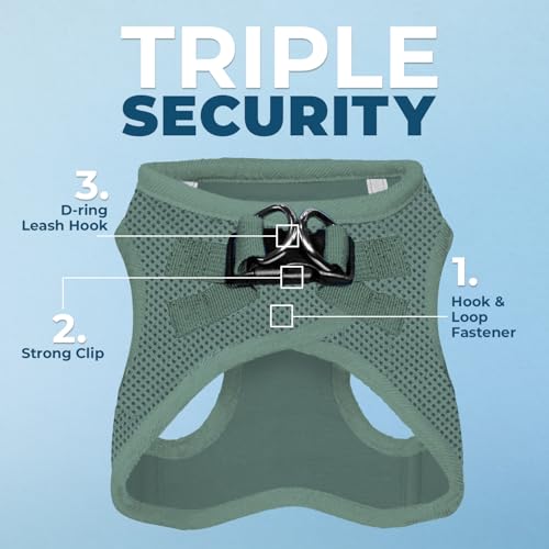 Best Pet Supplies Voyager Step-in Air Harness - All Weather Mesh, Reflective, No Pull Harness for Dogs, Cats - Secure with Hook & Loop Fastener, Buckle, Double D-Rings - Moss Green, XXXS by Best Pet Supplies - Image 5